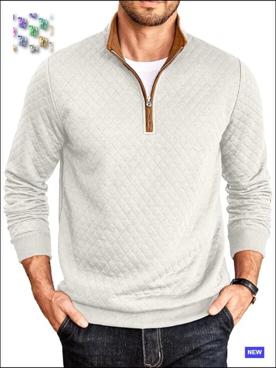 Other - Mock Neck Quarter Zip Quilted Sweatshirt Long Sleeve Pullover Regular Fit